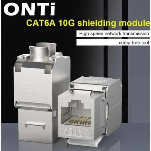 ONTi Network RJ45 Cat6A Keystone Jack Module 360 Degree Full Shielded RJ45 Socket to LSA Tool-free Termination