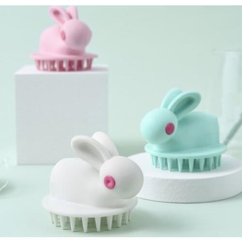 Silicone Shampoo Scalp Hair Massager Cute Rabbit Head Body Scalp Massage Brush Hair Washing Comb Shower Bath Spa Massage Brush