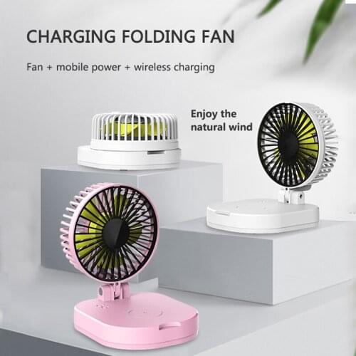 Outdoor Folding Spray Fan USB Rechargeable Mini Multifunction Desktop Hanging Neck Pocket Small Fan With Light for Office Travel