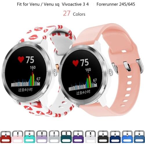 Strap for Garmin Venu sq Vivoactive 3 4 Replacement Silicone Wristband for Garmin Forerunner 245/645 Venu Vivomove HR Bracelet