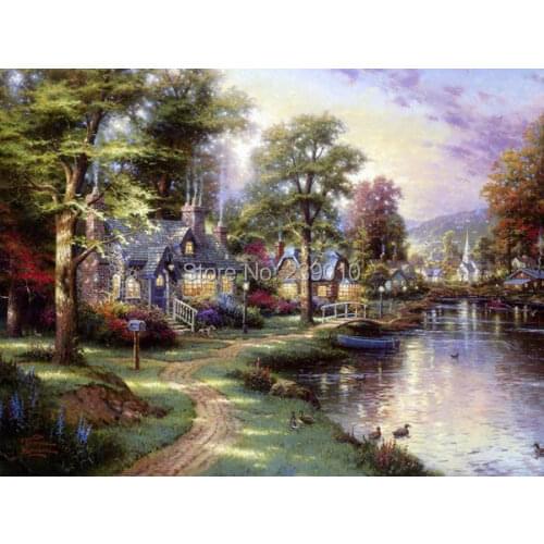 Mediterranean landscape canvas print oil painting free shipping wall art decoration picture