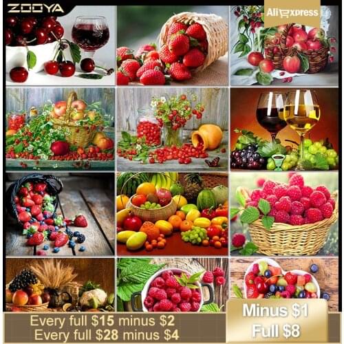 ZOOYA Kitchen Decoration Diamond Embroidery Fruit Red Wine Home Gift DIY Decoratif Craft Diamond Painting Diamond Mosaic R293