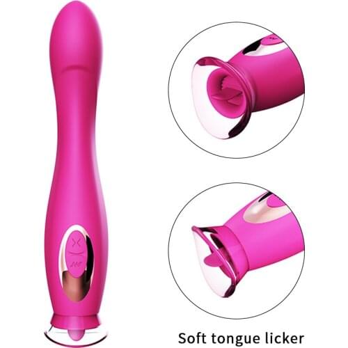 G Spot Vibrator Tongue Lick Vibration Silicone Dildo Waterproof Female Vagina Clitoris Massager Sex Toys for Women Adult Toys