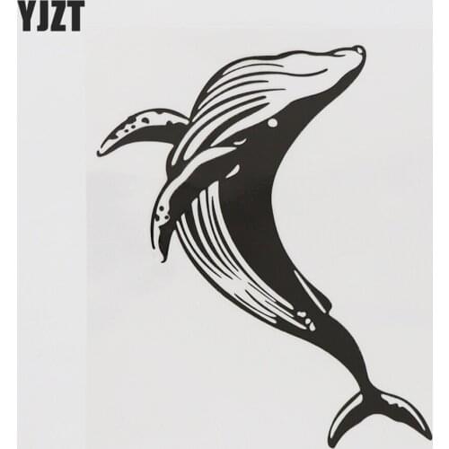 YJZT 12.5CM×15.3CM Amusing Decal Danger Organism Whale Vinyl Car Stickers Black/Silver Bumper 13D-1169