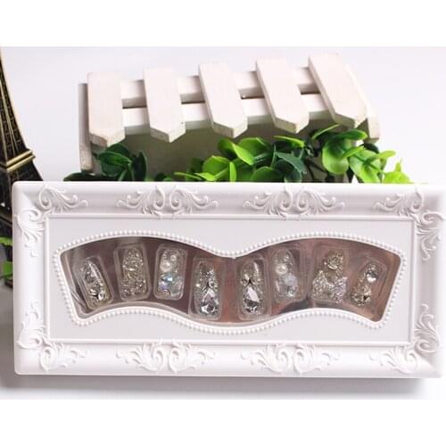 10pcs/Set False Nail Art Fake Finger Tips Full Artificial Nails Rhinestone Decoration False Nail Stickers Acrylic Nail Art Tools