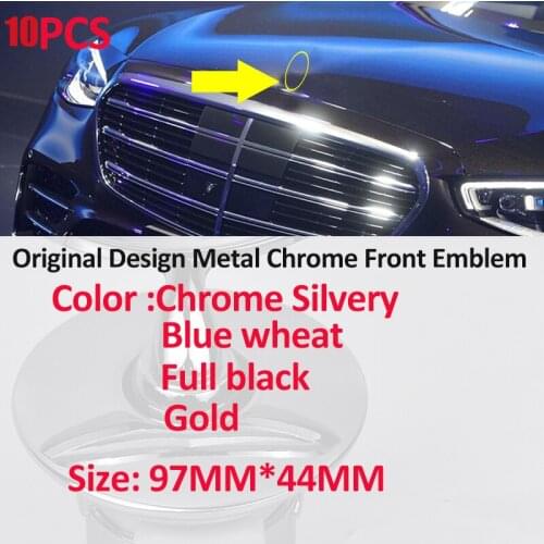 10Pcs Metal Gold Silvery Blue Black Car Head Hood Emblem Auto Front Bonnet Label for Benz C200 E260L E280 E300 S320 S400 W210