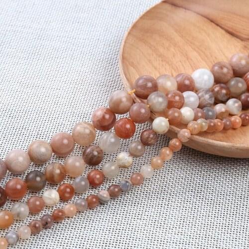 4-14mm Natural Round Mixed-Color Sunstone Beads For Jewelry Making Beads Bracelets For Women 15'' Needlework DIY Beads Trinket