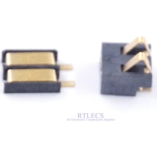 5pcs Spring Compression Contact 2.5 mm Pitch 2 Pin Female Male Connector Surface Mount Rechargeable Battery Connector Gold Flash