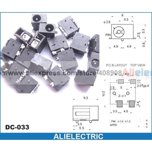 500pcs 4pin SMD 3.5mm x 1.3mm DC Socket Jack PCB Charger Power Plug Soldering