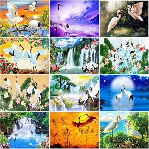5D Diamond Painting Diy Animal Diamond Embroidery Crane Art Pictures Cross Stitch Mosaic Full Drill Rhinestones Wall Decor Gift