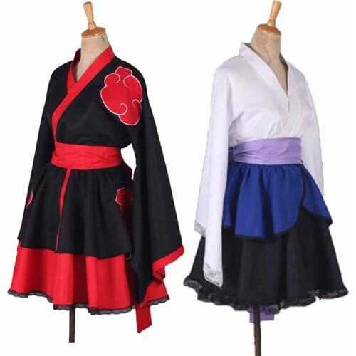 6 Styles Anime Lolita Dress Women Cosplay Costume Akatsuki Kimono Maid Dress Uchiha Sasuke Lolita Clothes Suit