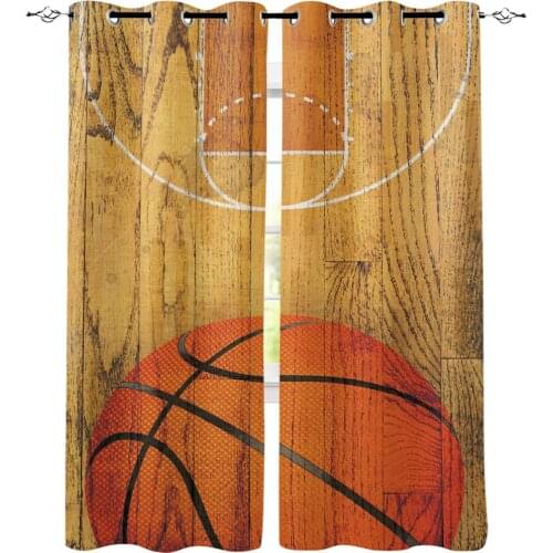 Basketball Ball Retro Stripe Living Room Bathroom Indoor Decor Kids Room Curtain Window Treatment Curtain Panels With Grommets