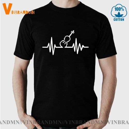 Orchestra Music Lover Tee shirt Heartbeat Violin T shirt men Funny Violin heartbeat T-shirt for male Simple Summer Tops