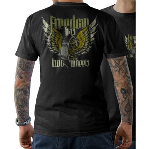 T-Shirt Biker Motorrad Freedom Has Two Wheels Motorcycles Double Side Summer 2019 Cotton Men Fashion Fitness Brand Movie T Shirt
