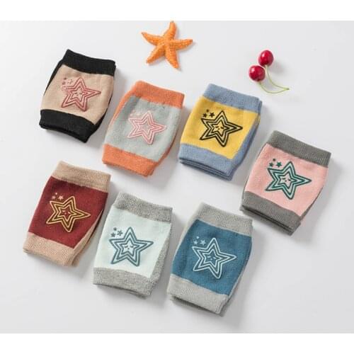 Cotton Baby Knee Pads Pentagram Pattern Crawling Protector Kids Sport Anti-slip Leg Warmer Walk Running Protection Leg Sleeves