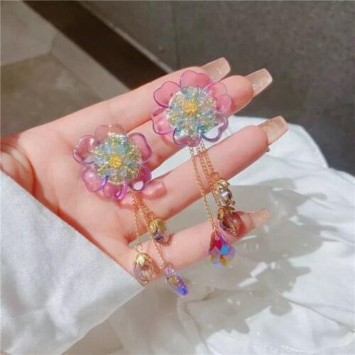 Korean Elegant Luxury Waterdrop Crystal Dangle Earrings For Women Fashion Colorful Party Boucle D'oreilles Jewelry