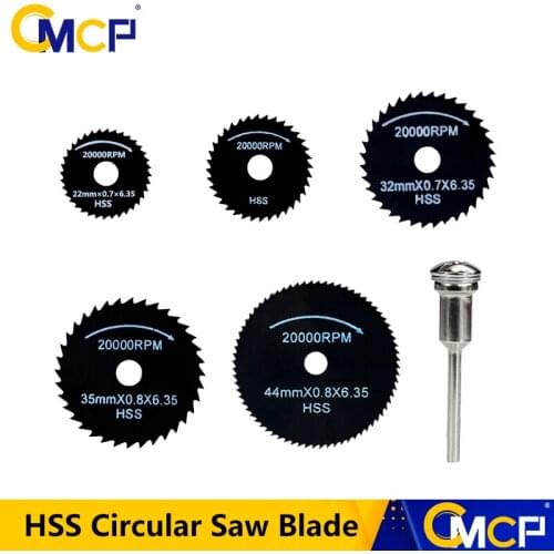 CMCP Mini Circular Saw Blade Set 6/7pcs HSS Cutting Disc Rotary Tool Accessories For Wood Plastic Aluminum Cutting Tools