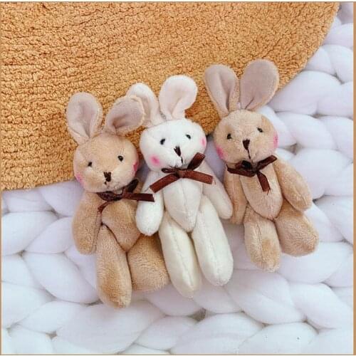 11cm Mini Cute Joint Rabbit Stuffed Plush Toys PP Cotton Stuffed Pendant Dolls Gifts Birthday Christmas Wedding Party Decor