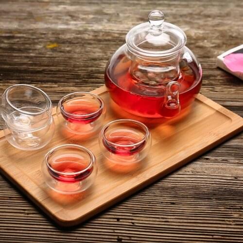 Sales Heat-Resistant Glass Tea Set Scented Teapot TeaCup Household Office Transparent High Temperature Resistant Chinese Tea Set