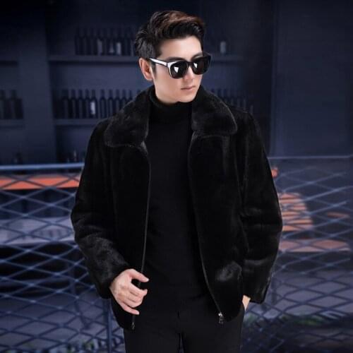 2020 new mens full fur mink coat zipper hooded fur black mink fur coat