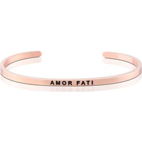 4mm Amor Fati Rose Gold 2021 New Trend Stackable Stainless Steel Inspiration Mantra Cuff Bangle Bracelet Graduation Gift