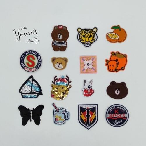 New arrive Cartoon Patch Embroidery Iron on patch Sewing Hot melt adhesive Applique Fabric Badges DIY Sequins Clothing Accessory