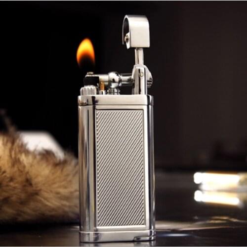 New Design Pipe Cigarette Lighters Flame windproof Metal Lighter Inflatable Butane Gas Tobacco fire Gift
