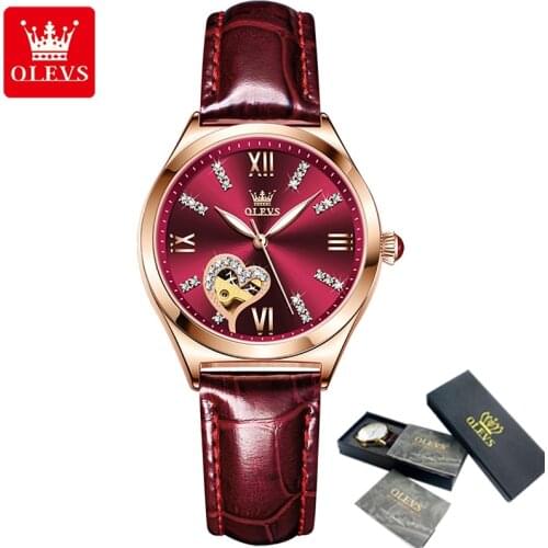 OLEVS 2021 Luxury Ladies Watch Top Brand Automatic Mechanical Watch Waterproof Ladies Bracelet Hollow Watch Relogio Mujer 6636