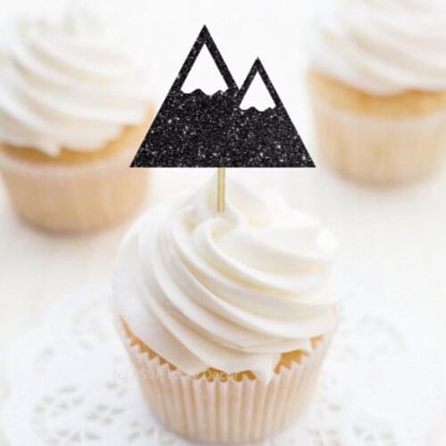 Personalised Mountain gold Cupcake Toppers,Custom Mountain Themed Party Decor,Adventure glitter Cupcake Toppers,Nature Toppers
