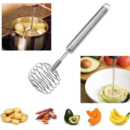 Stainless Steel Manual Whisk Multifunction Multi-role Egg Beater Potato Masher CLH@8