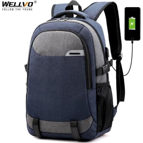 Unisex 15.6 inch Laptop Backpack External USB Charge Backpacks Waterproof Oxford Rucksack Large Capacity Schoolbag XA700ZC