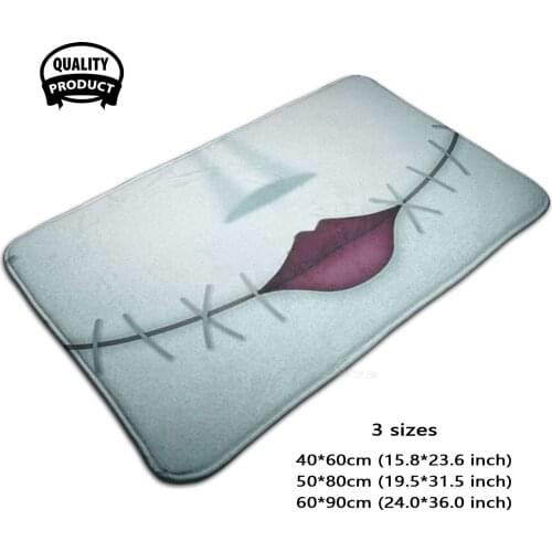 Sally Ed Smile Jack Smile - Helloween Gift Door Mat Foot Pad Home Rug Sally Es Halloween Pumpkin Smile Teeth Lips Blue White