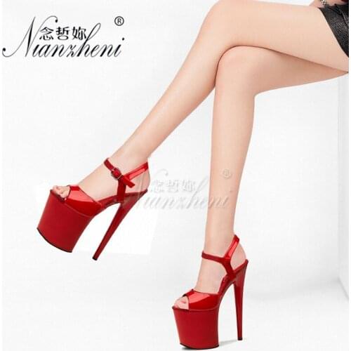 Summer New Style Concise Buckle Strap Platform Sandals 8 Inches Women Sexy High Stripper Heels 20CM Elegant Pole Dance Shoes