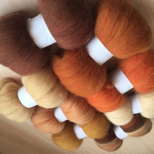 Wool needle felting poke fun DIY roving felt 100% merino wool fiber Brown color 10g/11pcs/lot