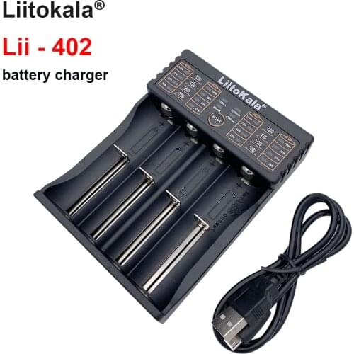 LiitoKala Lii-402 USB battery charger 18650 26650 18350 14500 AA/AAA NiMH li-ion Intelligent Battery Charger 5V 2A EU Plug