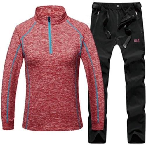 Spring summer women Long sleeve quick-drying T-shirt & Hiking pants thin breathable outdoor running fishing mountaineering suits