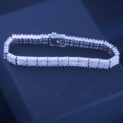 SLJELY Fashion S925 Sterling Silver Paved Sparkling Zircon Eclat Thick Bangle Bracelet Women September New Monaco Brand Jewelry