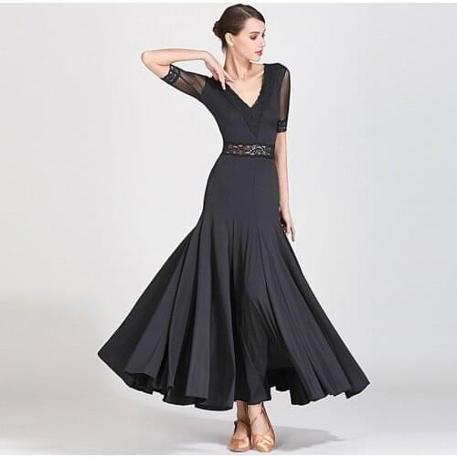 2021 New S9056 Half Sleeve Patchwork Design Female Latin Dance Dress Women Performance Modern Dance Dress Latino Dancewear