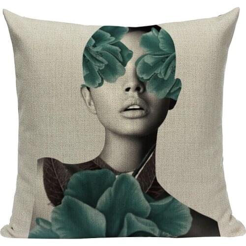 Live African woman home decoration pillow cover Linen cushion cover Fashion Abstract woman cushion cover for sofa cushion cover