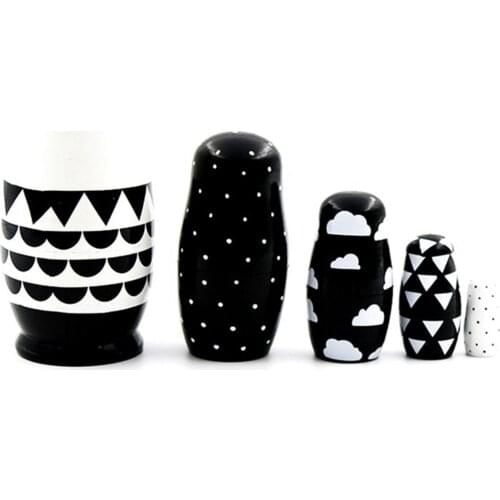 5Pcs Set Girl Wooden Stacking Toys, Matryoshka Russian Nesting Dolls for Girls