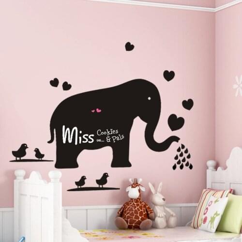 Cartoon Elephant Blackboard Chalk Board Vinyl Wall Sticker Animal Stickers Wallstickers for Kids Baby Rooms Decal Retro Poster