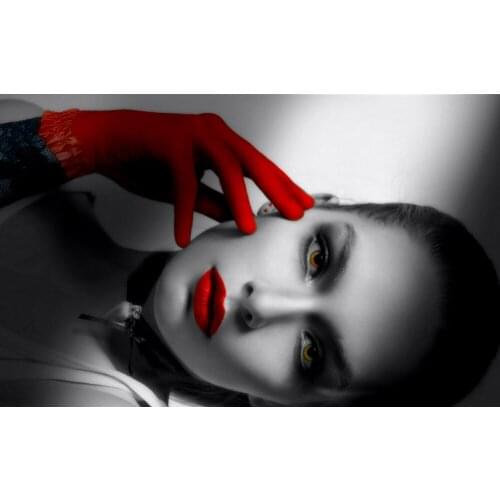 Black White Woman with Red Lips and Gloves Art Film Print Silk Poster Home Wall Decor 24x36inch