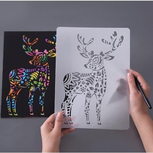 DIY Animal Theme Stencils Painting Template Creative Lace Ruler Personalized Scratch Drawing Template