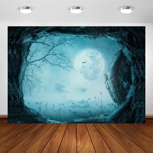 Yeele Halloween Backdrop Photography Night Moon Stone Cave Bat Branches Background Baby Photographic Photo Studio Photophone