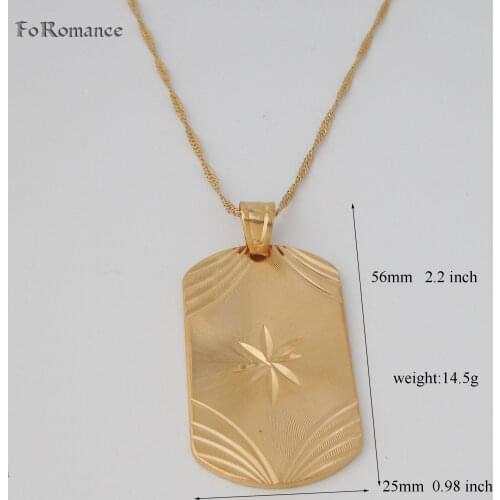 FoRomance /GOLD GP 18" WATER WAVE OR 24" FIGARO NECKLACE & CARVED ON THE SURFACE DOG ARMY Tag Badge Name PLATE RECTANGLE PENDANT
