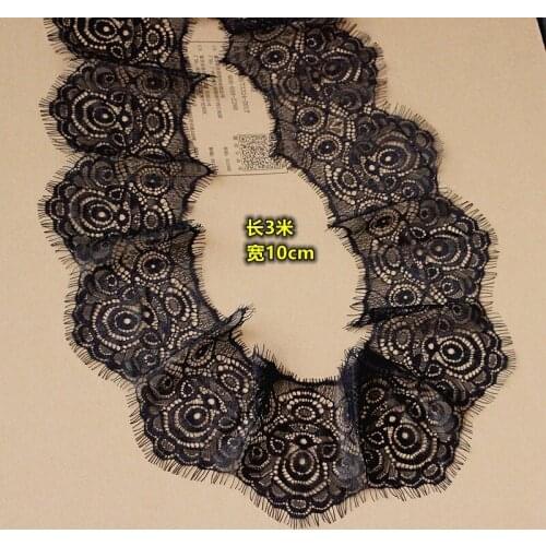 French black eyelash lace diy dress skirt lengthening accessories lace 9meter
