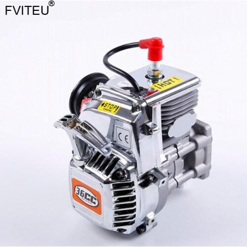 FVITEU 36CC 4 bolts chrome covers Engine with Walbro1107 carb and NGK spark plug fit 1/5 HPI Baja 5B SS Rovan KM Losi