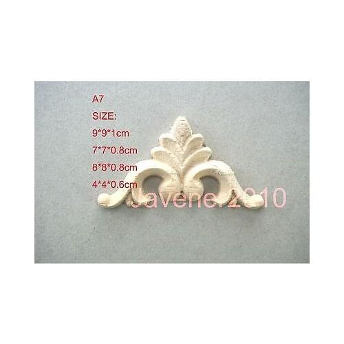 A7-8x8x0.8cm Wood Carved Corner Onlay Applique Unpainted Frame Door Decal Working carpenter Fitment