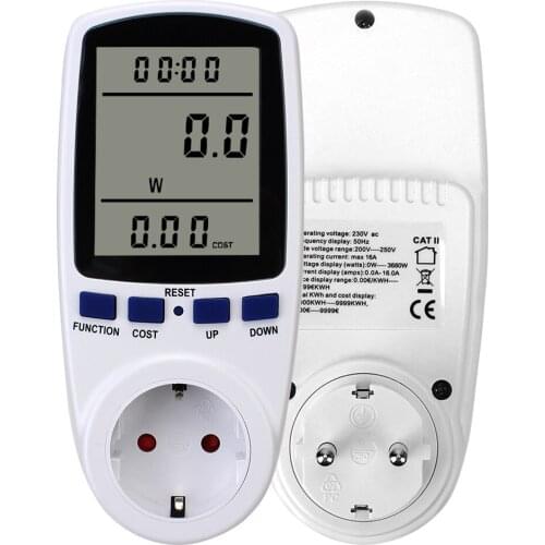 Digital LCD Wattage Kwh Energy Meter 220V AC EU Measuring Outlet Power Analyzer Power Meter Wattmeter Socket