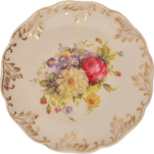 Ceramic Dinner Steak Fresh Fruit Salad Container Snacks Plate Coffee Cup Wedding Gift 5.8 Inches Rose Products Kitchen Tableware